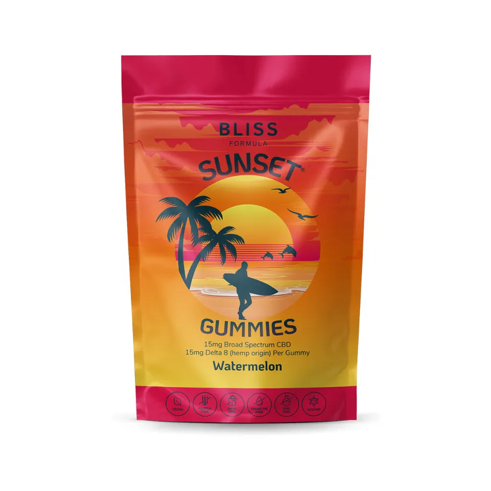 SUNSET® Gummies 15 Pack (225mg Broad Spectrum CBD + 225mg Delta 8)